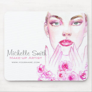 Mousepad Mulher aquarela e rosa de beleza salon marca