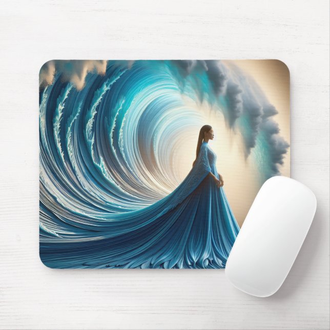 Mousepad Mulher Asiática com a Onda (Com mouse)