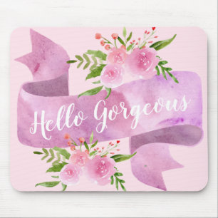 Mousepad Mulher Bonito Chic Floral Rosa Alô Bonito