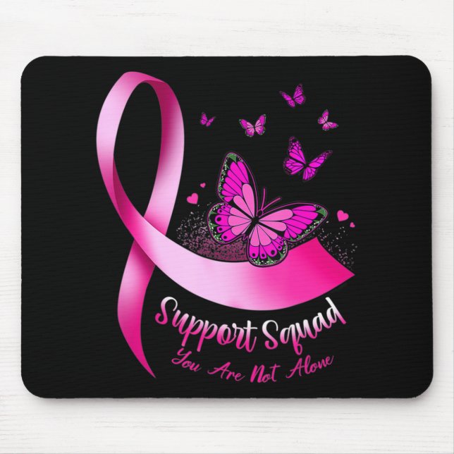 Mousepad Mulher Borboleta Suporta Cancer de Mama de Esquadr (Frente)
