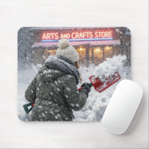 Mousepad Mulher Cavando Caminho para uma Loja de Artesanato