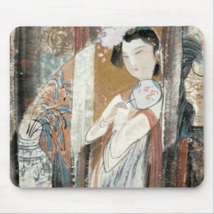 Mousepad Mulher com gancho de cabelo floral