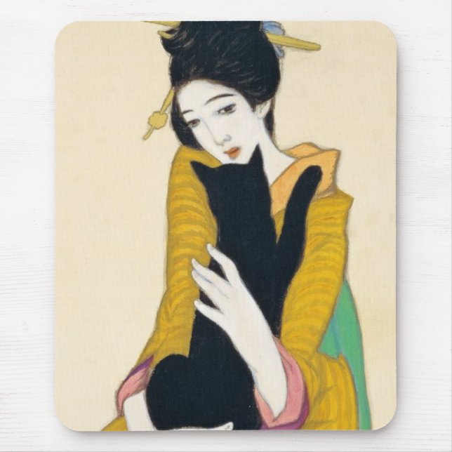 Mousepad Mulher com gato negro, Yumeji Takehisa (Frente)