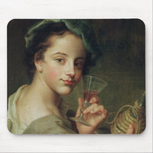 Mousepad Mulher com um vidro do vinho