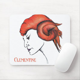 Mousepad Mulher de Cabelo Laranja Tangerina Retrato Pop Art