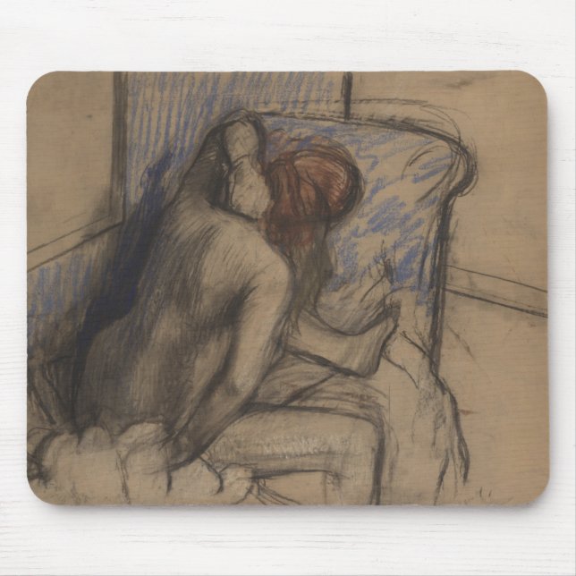 Mousepad Mulher de Edgar Degas | que seca seu cabelo (Frente)