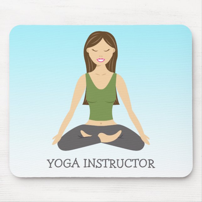 Mousepad Mulher de Ioga em Pose de Lótus e Texto de Instrut (Frente)