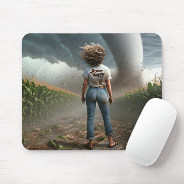 Mousepad Mulher do Tempestade Chaser assistindo um Tornado (Com mouse)