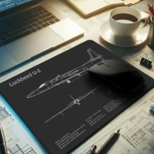 Mousepad Mulher Dragão U-2 - Planos de avião em planta PD