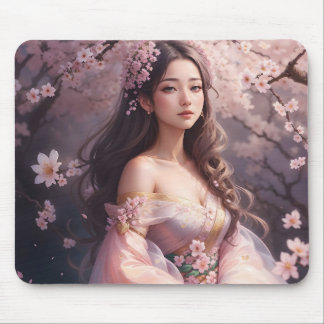 Mousepad Mulher Elegante no Blossomo Foto Alargamento