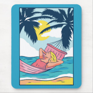 Mousepad Mulher em Hammock na Praia