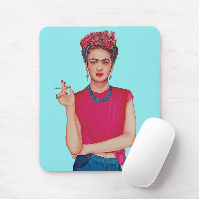 Mousepad Mulher em pintura a óleo de jeans azul (Com mouse)