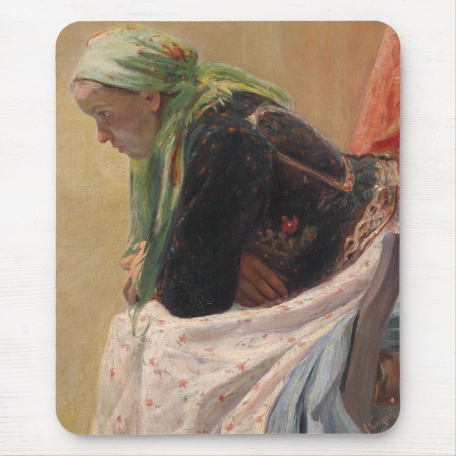 Mousepad Mulher em Profundo Pensamento (por Oleksa Novakivs (Frente)