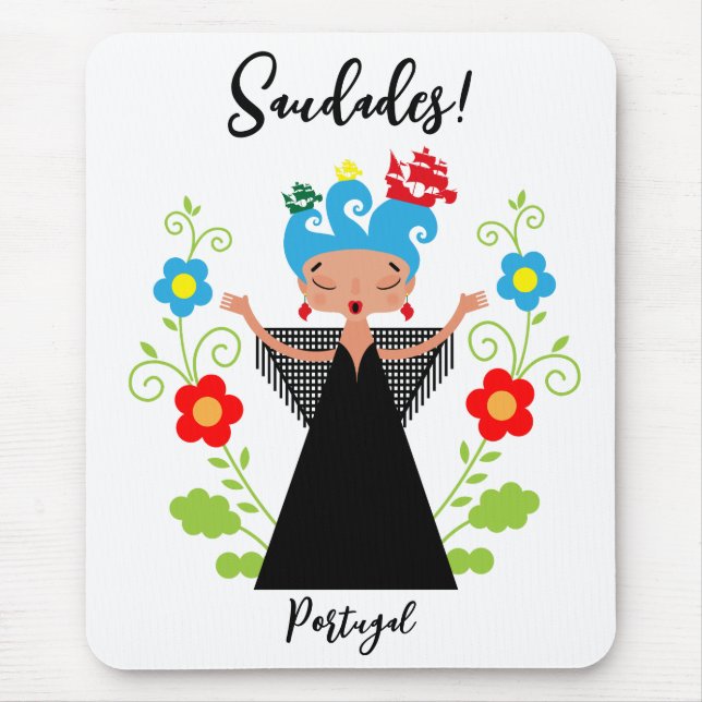 Mousepad Mulher fada cantora de caravela portuguesa (Frente)