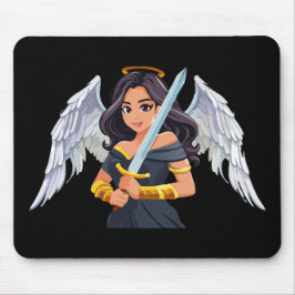 Mousepad Mulher fofa Anjo com asas abertas e espada