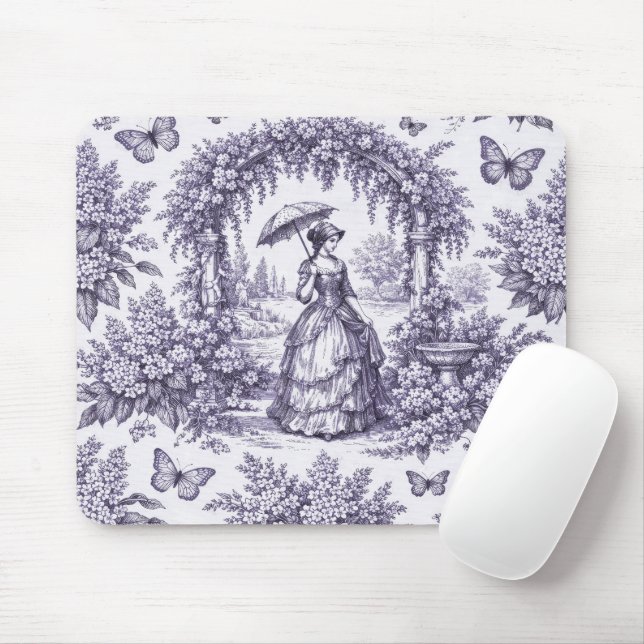 Mousepad Mulher Francesa no Jardim Toile de Jouy (Com mouse)