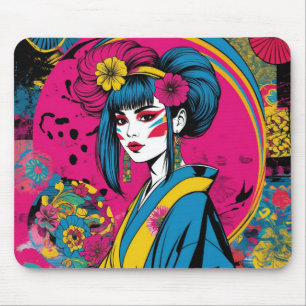 Mousepad Mulher geisha japonesa em kimono tradicional