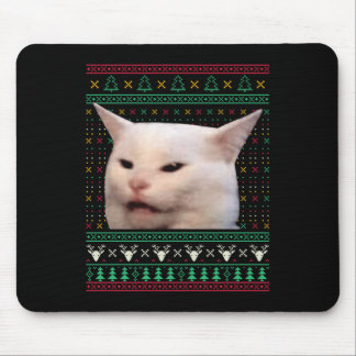 Mousepad Mulher Gritando Em Um Gato Suor De Natal Feio Engr