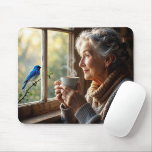 Mousepad Mulher Idosa Observando um Azulejo