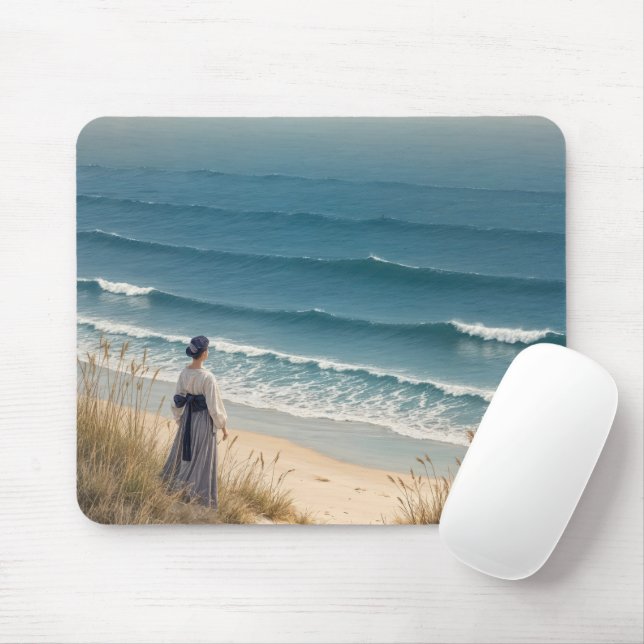 Mousepad Mulher japonesa em uma praia (Com mouse)