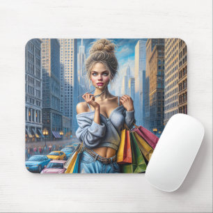Mousepad Mulher Jovem Comprando Na Grande Cidade
