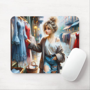 Mousepad Mulher Jovem Comprando Na Grande Cidade