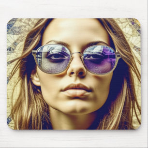 Mousepad Mulher Legal com Reflexo nos Óculos de Sol