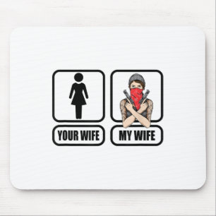 Mousepad Mulher: Minha Esposa Tatuagem _ Armas - Pais D