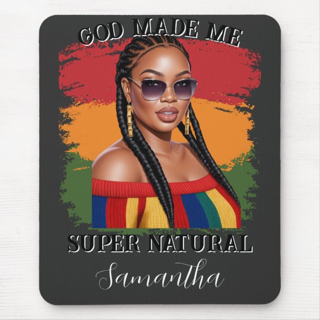 Mousepad Mulher negra com curvatura hiperrealista, história (Frente)