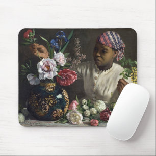 Mousepad Mulher Negra com Peonies   Fré dé ric Bazille