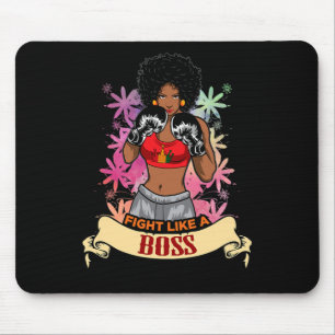 Mousepad Mulher Negra Empoderada Boxe Magia Kickboxing Meni
