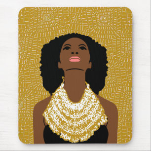 Mousepad Mulher Negra Ouro Procurando   Colar Tribal