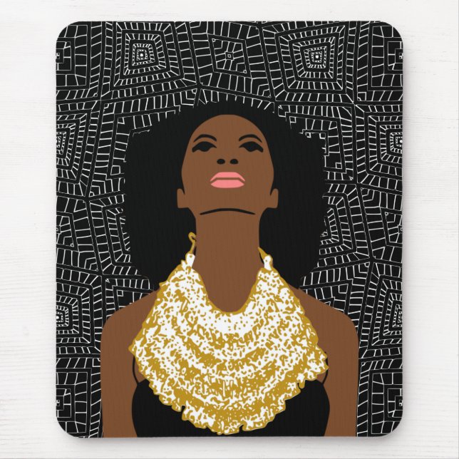 Mousepad Mulher Negra Procurando | Colar Tribal (Frente)