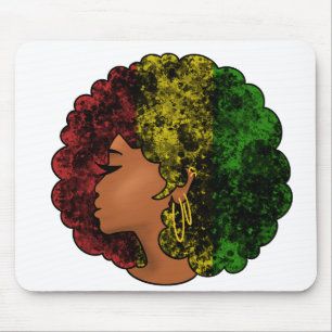 Mousepad Mulher negra rasta afro vermelho amarelo verde