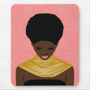 Mousepad Mulher Negra Rosa Olhando para Baixo Colar Triba