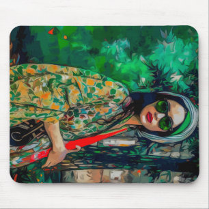 Mousepad Mulher nos óculos de sol verde