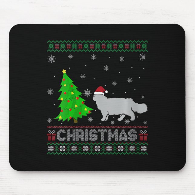 Mousepad Mulher Pérsica Cat Xmas Tree Lighting Fúcil Natal (Frente)
