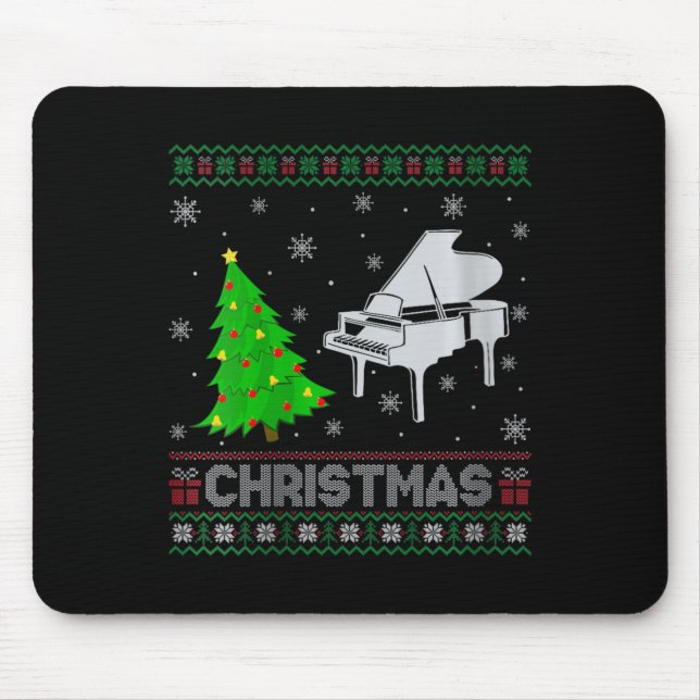 Mousepad Mulher Piano Xmas Tree Lighting Feia De Natal (Frente)