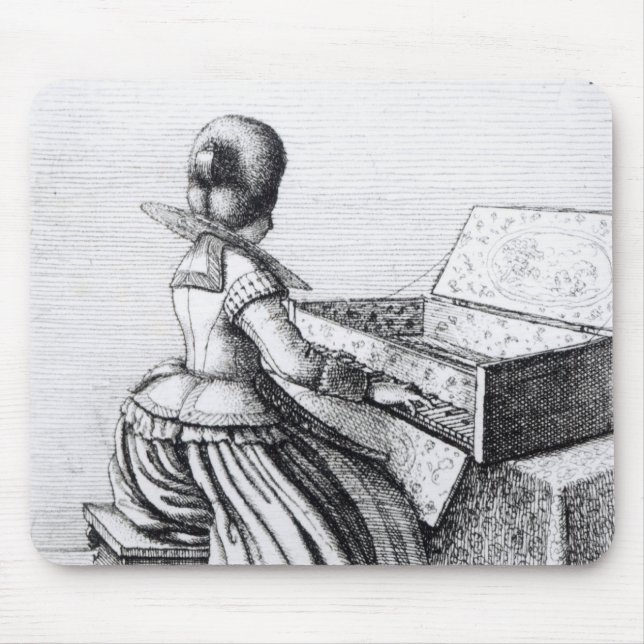 Mousepad Mulher que joga em um teclado, 1635 (Frente)