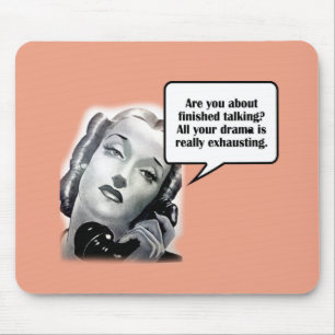 Mousepad Mulher retrô ao telefone, drama