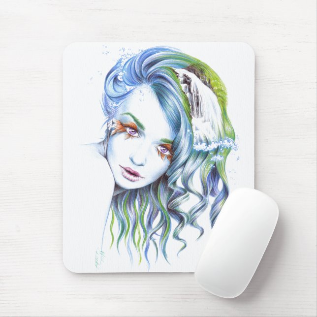 Mousepad Mulher-sereia Surreal Fantasy Retrato (Com mouse)