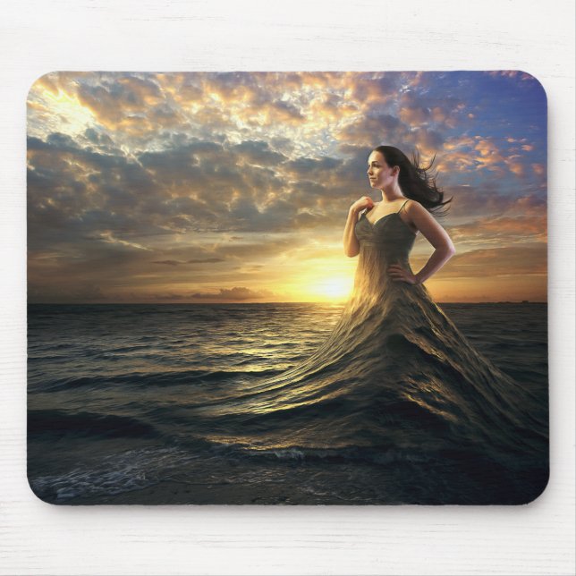 Mousepad Mulher Veste o Oceano como Vestido (Frente)