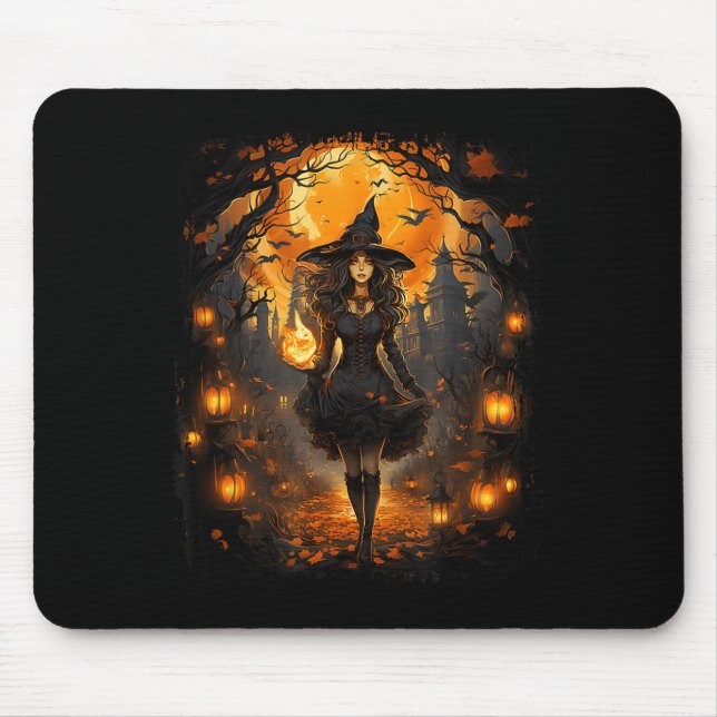 Mousepad Mulher Witchy Girl Halloween Costume Witchcraft Wi (Frente)