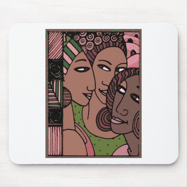 Mousepad Mulheres cor-de-rosa e verdes do afro-americano (Frente)