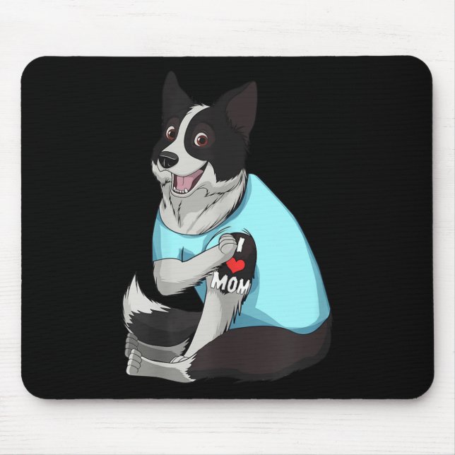 Mousepad Mulheres Engraçadas Borda de Cachorro Collie Ama M (Frente)