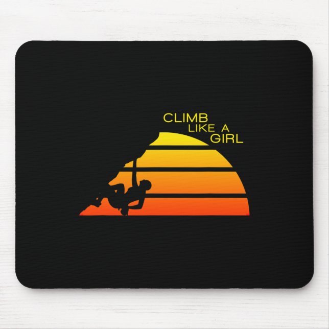 Mousepad Mulheres escalando rochas Escalada como uma menina (Frente)