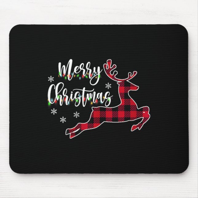 Mousepad Mulheres Feliz Reindedo de Natal Buffalo Xadrez Ve (Frente)