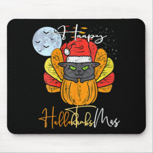 Mousepad Mulheres Felizes Hallothanksmas Cat Halloween Than