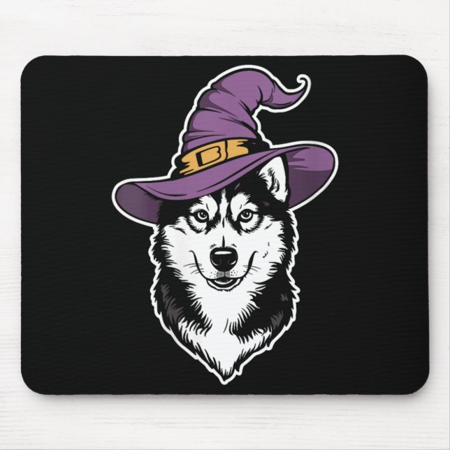 Mousepad Mulheres Husky Bruxa Cachorro Halloween (Frente)