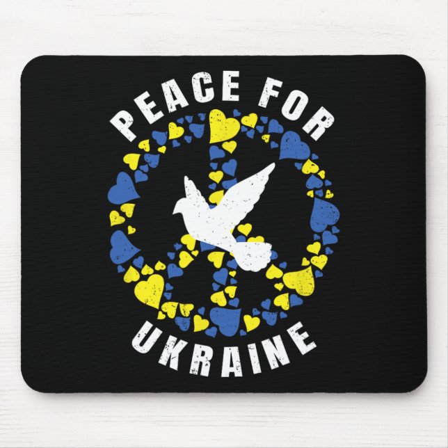 Mousepad Mulheres Paz Para a Ucrânia Coração Pombo Pássaro  (Frente)